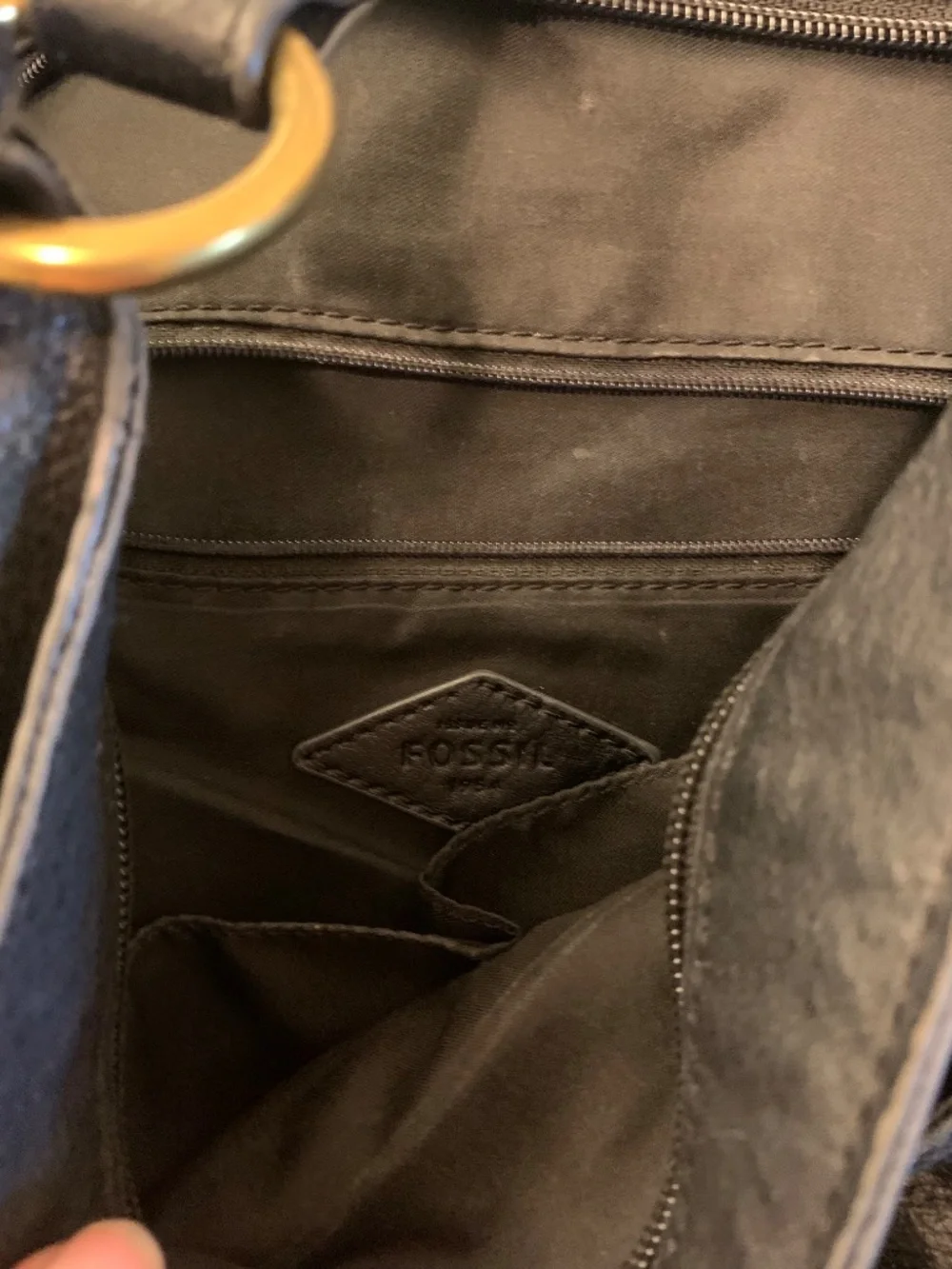 Fossil black leather handbag